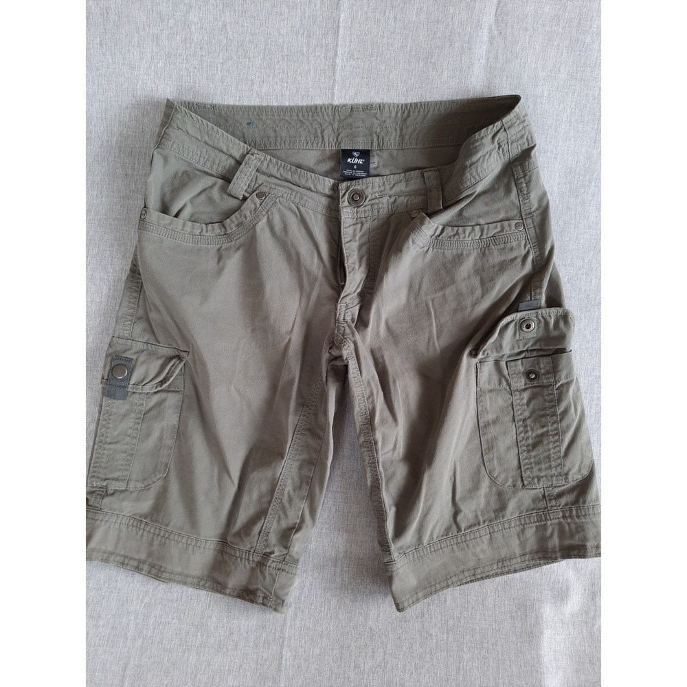 Kuhl Born in the Mountains Cargo Shorts Womens 6 Military Green Multi Pocket Zip